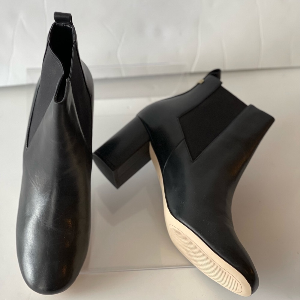 Cole Haan Women's Black Leather Chelsea Ankle Boots Block Heels Nitasha, 10.5M